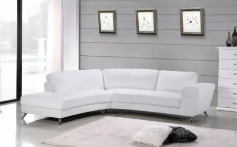 Beverly Hills Sectional Sofa In White, Julie Leather Sofa