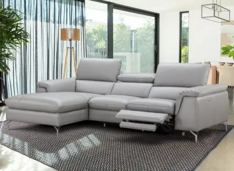 Left Facing Chaise Serena Light Gray, Leather Sectional Couch With Chaise And Recliner