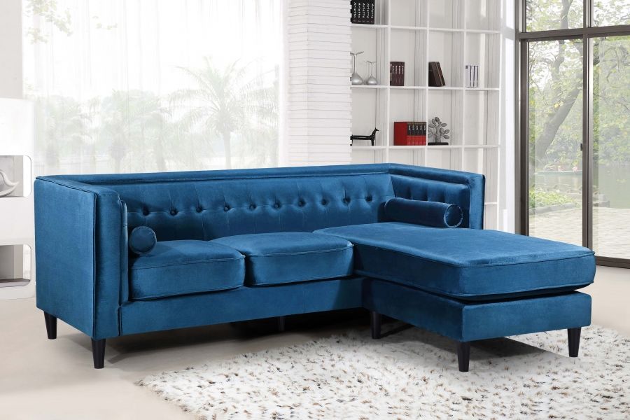 Taylor 643 Reversible Sectional Sofa, Light Blue Velvet Sectional Sofa