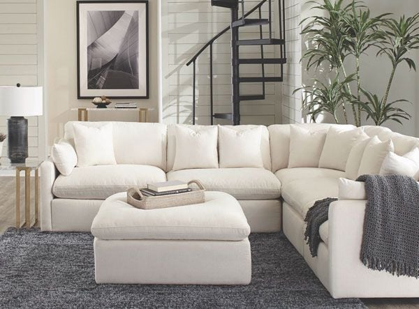 Hobson Modular Sectional Sofa Set In, White Cloth Sectional Sofa