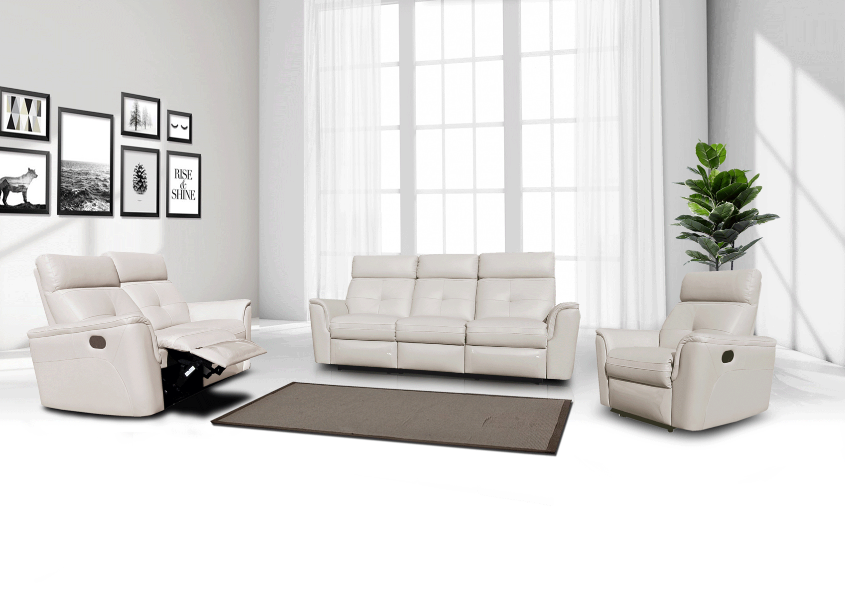Shop For White Reclining 8501 Living Room Set