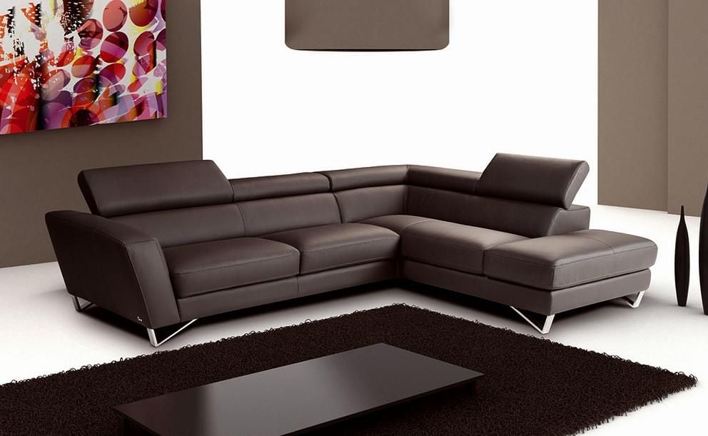 Sparta Sectional Sofa In Chocolate, Chocolate Leather Sectional Sofa