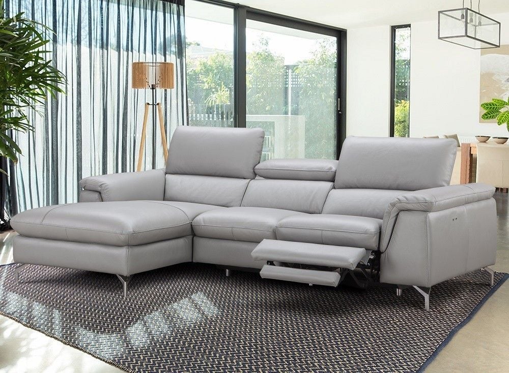 Left Facing Chaise Serena Light Gray, Leather Sectional Sofa With Chaise And Recliner
