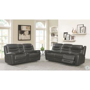 Coaster Destin Motion Sectional Sofa Set In Charcoal Leather