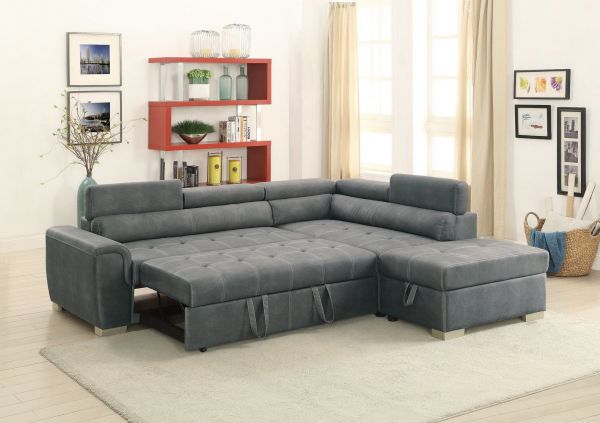 16550 Convertible Sectional Sofa W, Leather Convertible Sectional Sofa Bed