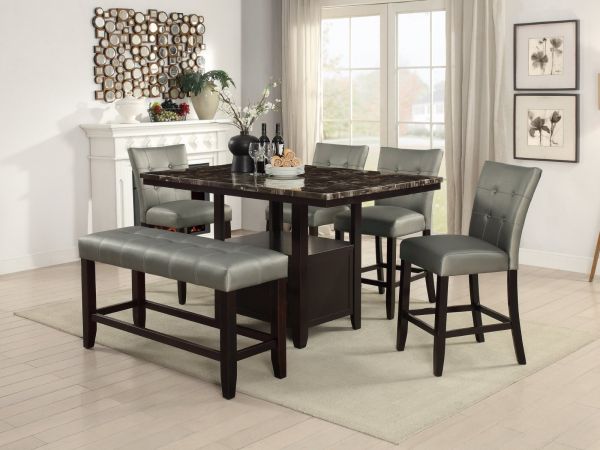 Dining Room Set In Silver Finish F2461 Poundex