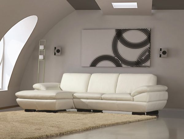 Left Facing Chaise Sectional Sofa, Off White Leather Sofa