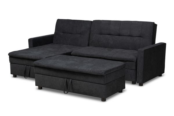 Noa Modern And Contemporary Dark Grey, Noa Left Facing Storage Sectional Sleeper Sofa With Ottoman