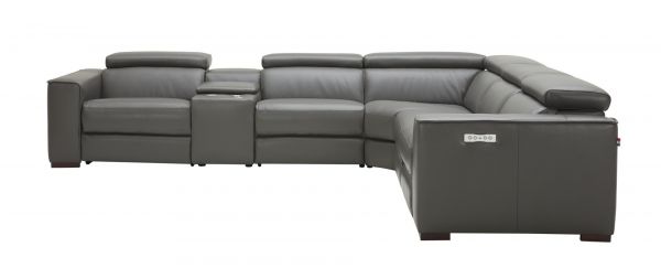Picasso Sectional Sofa Set In Top Grain, Black Leather Sectional Recliner