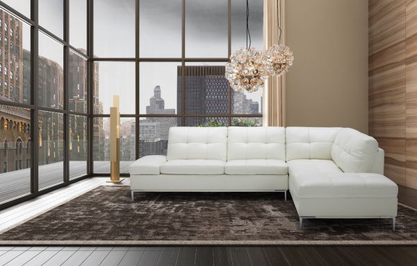Leonardo Sectional Sofa Set White, White Leather Sectional With Chaise