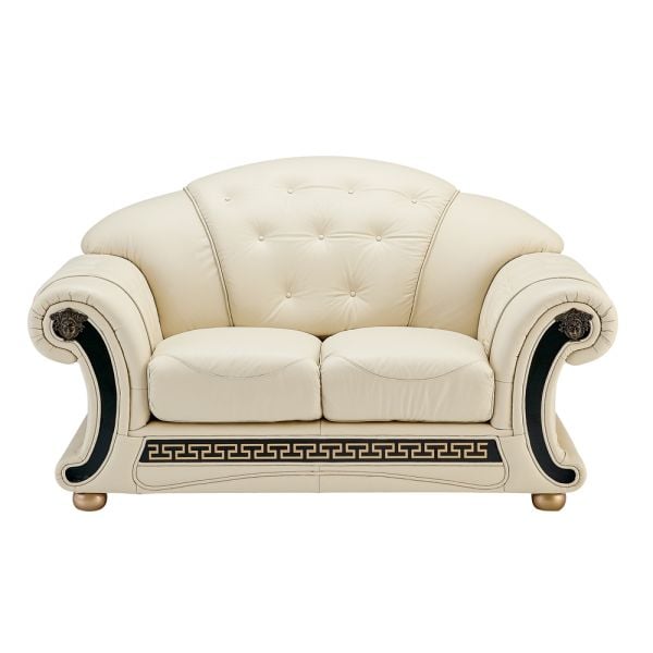 Apolo Living Room Set In Ivory Leather
