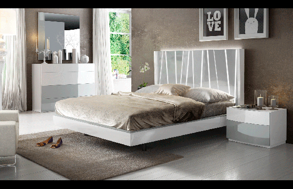 King Size Ronda Bedroom Set In White, King Size Bed Frame And Dresser