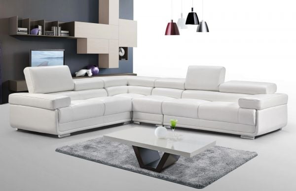 2119 Sectional Sofa Set In Premium, White Leather Sofa And Chair Set