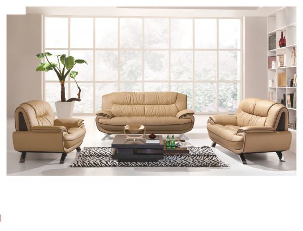 405 Living Room Set In Ivory Genuine, Ivory Leather Sofa And Loveseat