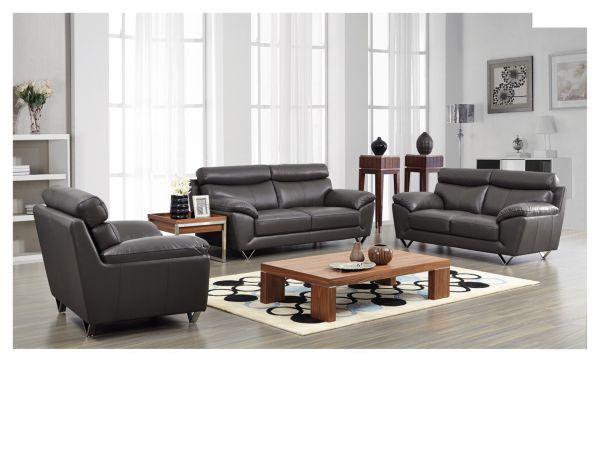 Dark Gray Leather By Esf Furniture, Dark Gray Leather Sofa Set