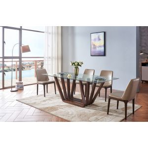 1330dt-esf | 1330 Dining Room Set with Glass Top and Beige Chairs