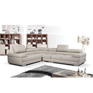 esf-2119-gr | 2119 Sectional Sofa in Gray Leather with Exchangeable Armless Chair