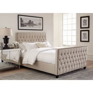 g300714 | Saratoga Upholstered in Beige Woven Fabric Bed