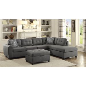 G500413-500413 | Stonenesse Reversible Sectional Sofa with Ottoman in Gray Fabric 500413
