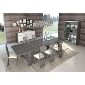 esf-mangano-dr | Mangano Dining Room Set in Gray Lacquer Glossy Finish
