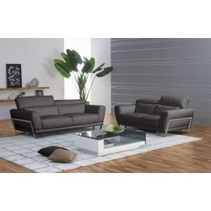 bh-exos | 2 Piece Set:  Beverly Hills Sofa and Loveseat Exos in Gray Leather