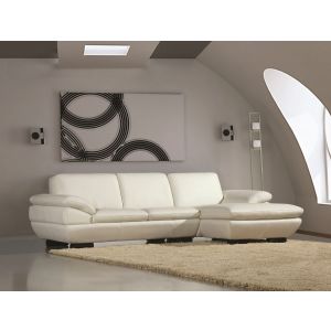 bh-prestigewt-2 | Beverly Hills Right Facing Chaise Sectional Sofa Prestige in Off-White Leather