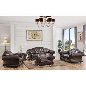 esf-versace-br | Apolo Brown Leather Sofa, Loveseat and Chair